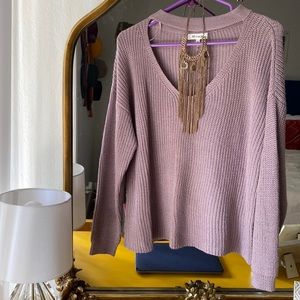 Lavender open neck sweater
